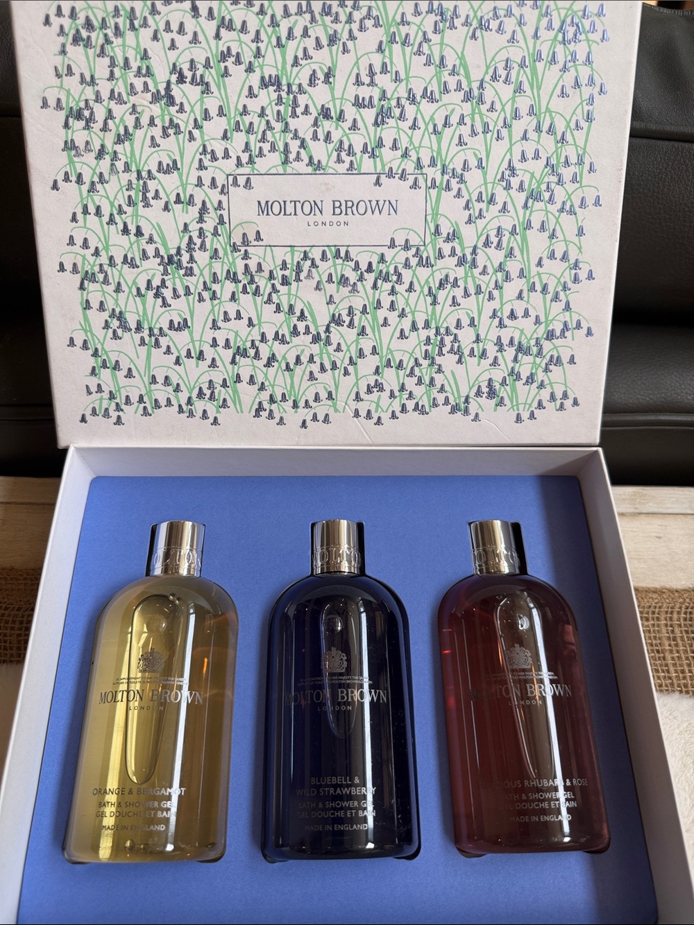 Molton Brown Shower Gels in Yellow, Blue, Red Set